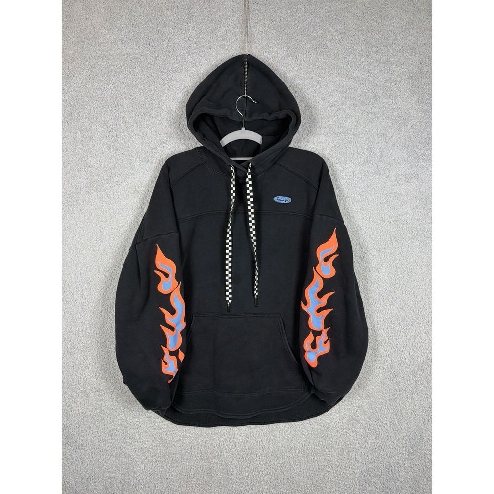 Savage X Fenty Essentials Oversized Orange Blue Flame Sleeve Hoodie Size XS